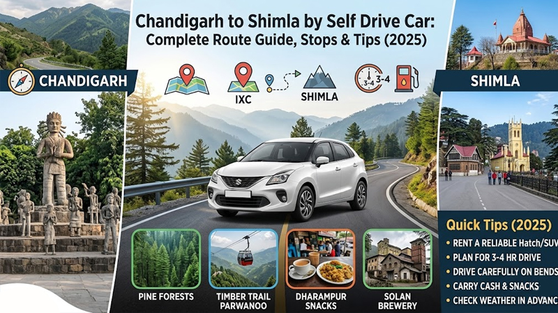 Chandigarh to Shimla by Self Drive Car — Complete Route Guide, Stops & Tips (2025)